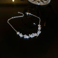 Silver Marquise Crystal Wheat Bracelet and Drop Necklace Two view 6