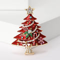 Enamel Christmas Tree Brooch With Rhinestones Star Candy Cane view 6