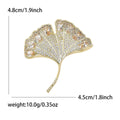 Crystal Ginkgo Leaf Brooch in Clear or Emerald Green view 5