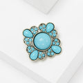 Round Cabochon Flower Brooch With Clear Crystal Border view 4