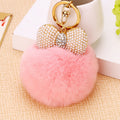 Pearl Bow Rabbit Fur Pom Keychains in Six Colors plus Bow Only Option view 7