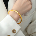 Gold Twisted Open Cuff Bangle Bracelet Smooth Finish view 4