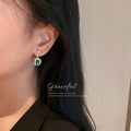Green Square Crystal Drop Earrings in Gold Tone Fashion Jewelry Accessories view 4