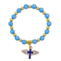 Winged Cross Bead Stretch Bracelets Six Colors Gold Spacers view 8
