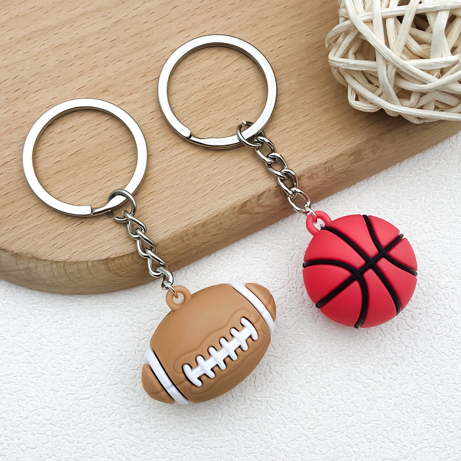 Zinc Alloy Blue Football Figure Charm Pendant for DIY Keychain Bag Decor Phone Strap Accessories