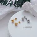 Hammered Texture Round Ball Stud Earrings Gold Or Steel view 2