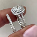 White Gold Tone Cushion Halo Two Piece Ring Set Sizes 6-10 view 3
