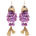Sequin Fish Drop Hook Earrings in Two Colors With Decorative Metal Accents view 5