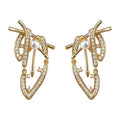 Gold and Silver Geometric Pearl Pave Abstract Drop Earrings view 5