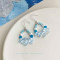 Silver Hook Blue Glass Chip Pearl Teardrop Earrings view 3