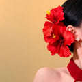 Fabric Hibiscus Flower Hair Pins Pink Red Yellow Styles view 4
