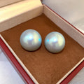 Blue and Pink Pearl Sheen Half Round Stud Earrings view 6