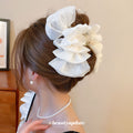 Sheer Mesh Ruffle Petal Shark Clip Hair Claw 2 Colors view 2