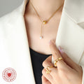 Gold Snake Chain Lariat Necklace Ball Slide Pearl Drop view 3