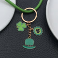 Two Green Clover and Hat Theme Keychains with Metal Hardware view 2