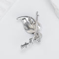 Blue White Leaf Pearl Look Metal Brooch Pin for Jackets and Lapels view 4