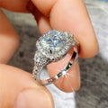 Round Center Triple Stone Crystal Ring in Polished Metal view 3