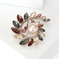 Crystal Leaf Wreath Brooch with Central Pearl for Jackets and Scarves view 4