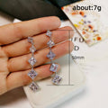 Graduated Square Crystal Linear Drop Earrings With Clear Stone Accents view 5
