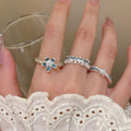 Silver Blue Enamel Open Rings Flower Lace Cross Styles view 3