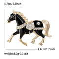Enamel Horse Brooch Black Red White or Blue Rhinestone Saddle view 6