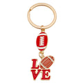 Red or Brown Football and Love Letter Keychains with Metal Hardware view 5