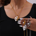 Flower Enamel Pearl Pendant Necklace Twist Chain Four Styles view 1