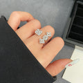 Silver Open Ring With Four Linked Square Clear Stones view 3
