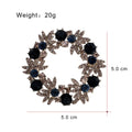 Floral Wreath Wreath Crystal Metal Brooch Pin 5 x 5 cm view 2