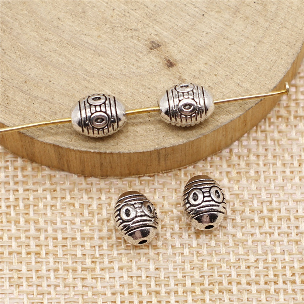 8x6x6mm 1g Antique Silver Zinc Alloy Engraved Texture Small Hole Spacer Beads for Bracelet Making