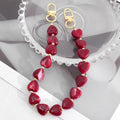 Heart Shaped Bead Bracelet Keychain With Gold Tone Clasp view 6