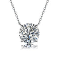Silver Round Four Prong CZ Solitaire Pendant Necklace view 1