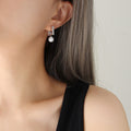 Square Huggie Hoop Earrings Detachable Faux Pearl Drop view 6