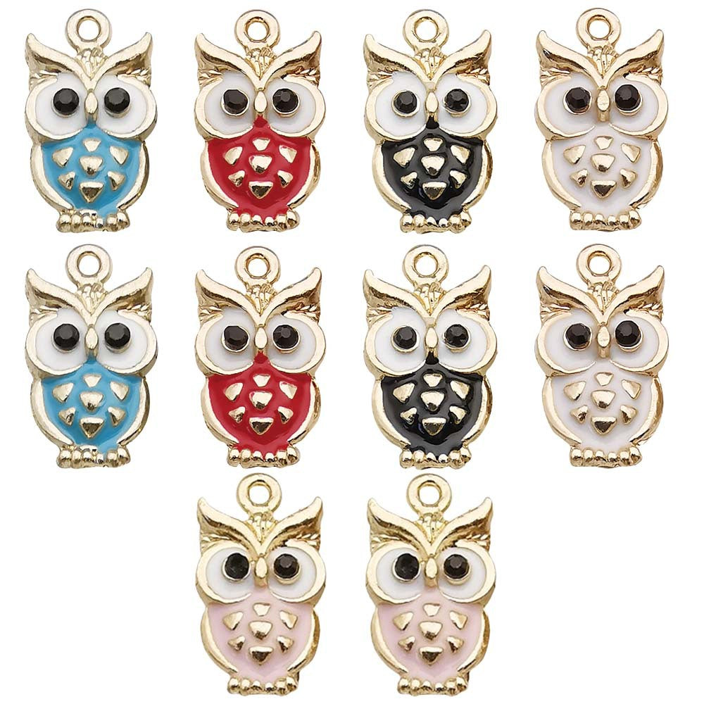 Enamel Zinc Alloy Owl Cat Charm Pendant for DIY Bracelet Necklace Keychain Jewelry Making