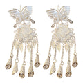 Silver Tone Butterfly Floral Chandelier Hook Earrings view 5