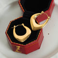Gold Steel Geometric U Shape Hoop Earrings Smooth Metal view 2
