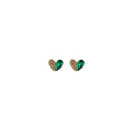 Emerald Green Double Heart Crystal Look Small Stud Earrings view 5