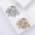 Rhinestone Paved Bee Brooch Silver or Gold Tone Two Styles view 1