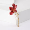 Enamel Flower Branch Brooch Pearl Accent Four Color Metal view 7