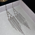 Triangle Chain Fringe Hook Earrings in Gold and Silver view 6