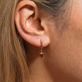 Gold Huggie Hoops Square Zircon Drop Earrings Black Green Blue Clear view 3