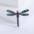 Long Tail Dragonfly Brooch in Blue or Green Enamel Crystals view 6