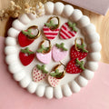 Strawberry Charm Gold Hoop Earrings in Three Patterns view 2