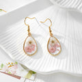 Gold Tone Pressed Flower Geometric Drop Earrings in Seven Shapes view 4