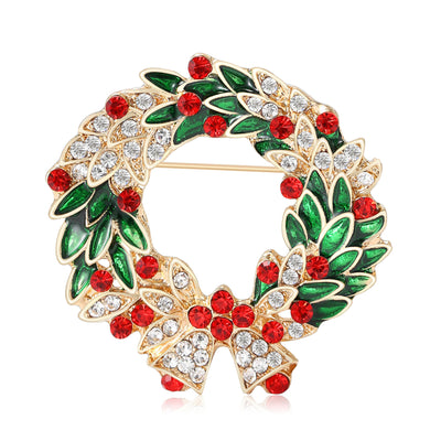 Christmas Wreath Bow Brooch front view