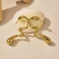 Elongated Oval Drop Earrings in Gold Silver and Two Tone view 2