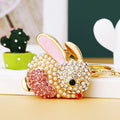 Pearl Accent Jeweled Rabbit Keychains in Four Colors with Fortune Loops view 6