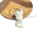 White Flocked Cat Plush Keychains Standing Sitting 2 Poses view 5
