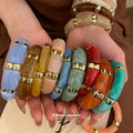 Acrylic Marbled Stretch Bangles Gold Spacers 16 Colors view 3