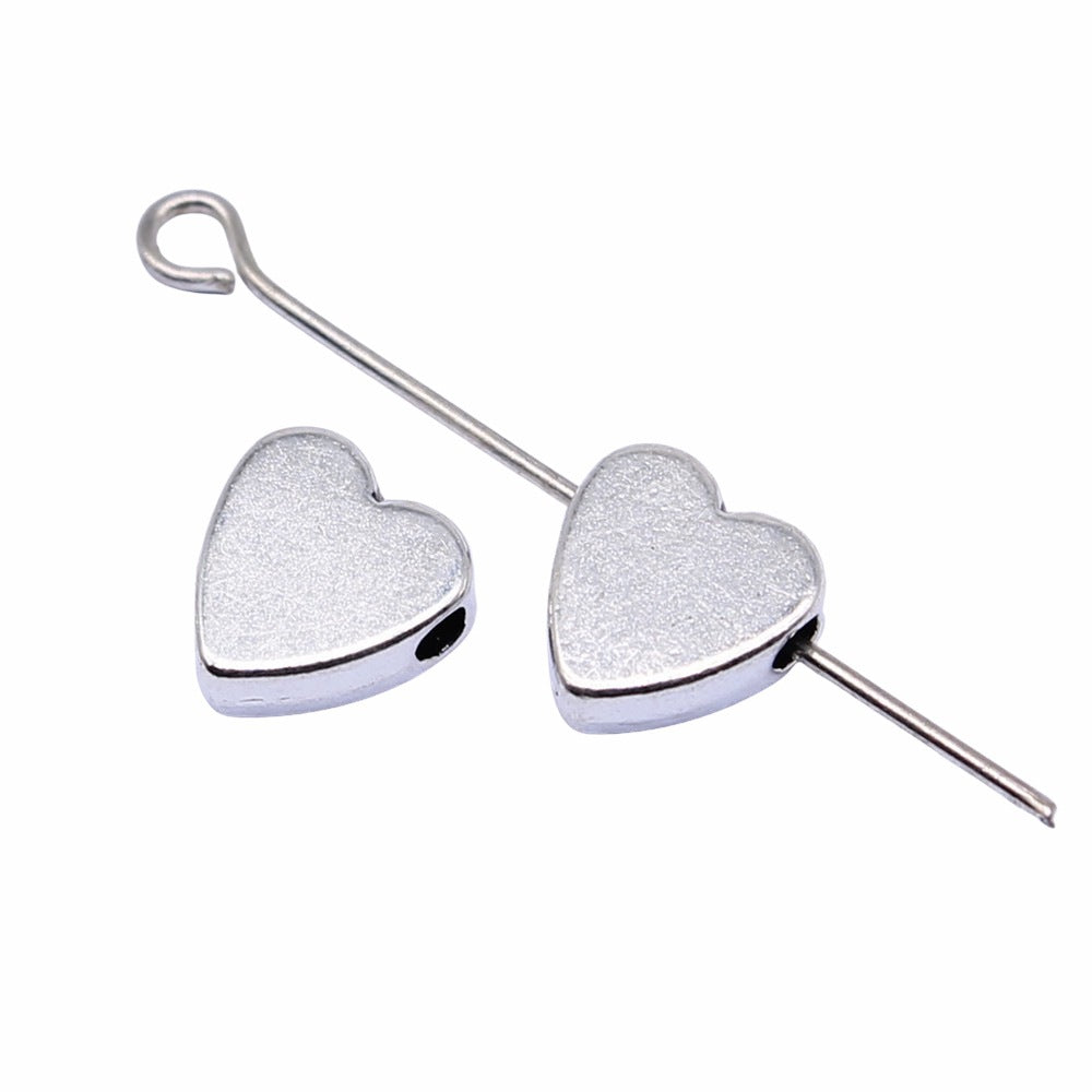8x8x1.6mm 0.7g Antique Silver Zinc Alloy Heart Loose Metal Beads for DIY Bracelet Necklace Making